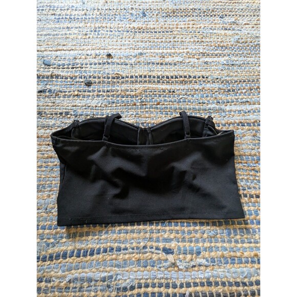 Haute Monde Cropped Bustier Top Large Rhinestones Bling Elastic Stretch Back - Picture 9 of 9